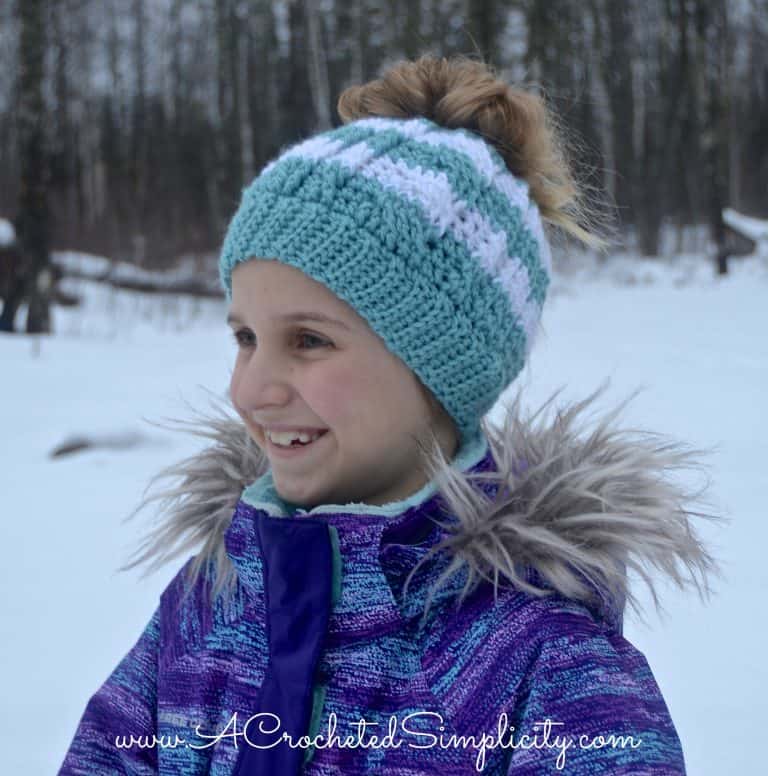 Free Crochet Pattern - Crochet Cabled Messy Bun (Kids' Sizes) (video ...