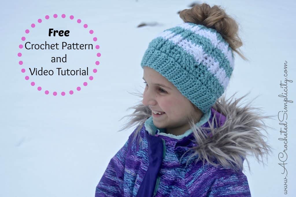 Free Crochet Pattern - Crochet Cabled Messy Bun (Kids 