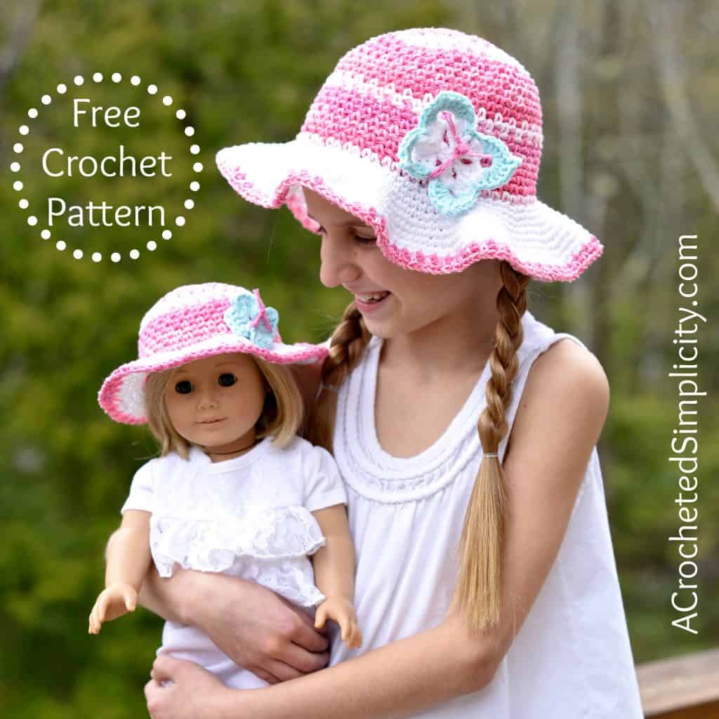 Free Crochet Pattern - Kids Linen Stitch Sunhat - A Crocheted