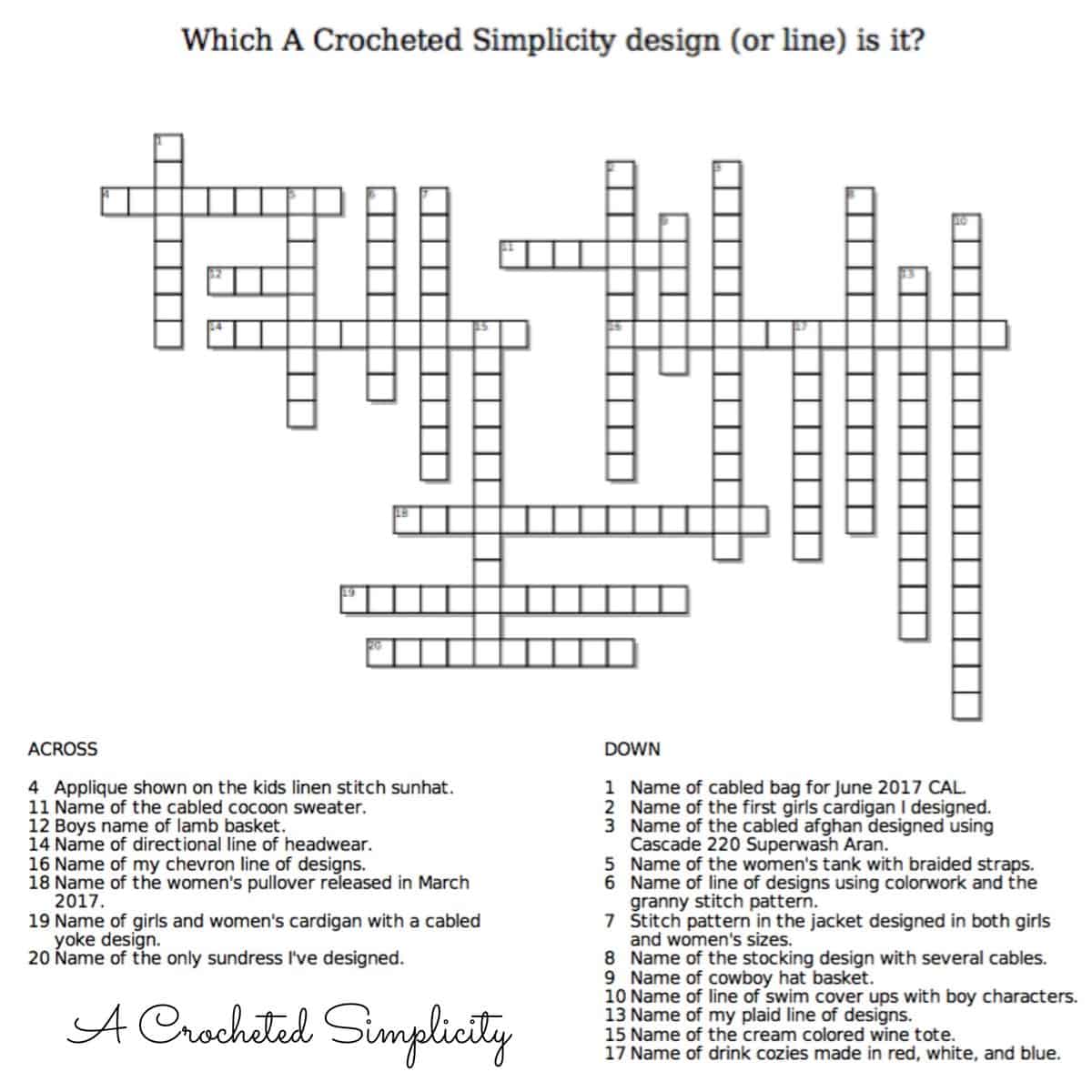 Crochet Crossword Puzzle Test Your Knowledge A Crocheted Simplicity