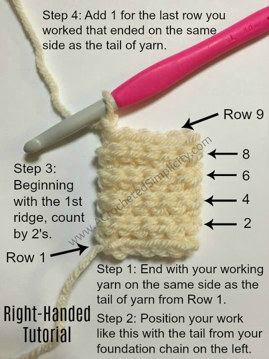Crochet Tip: 1 Simple Method to Counting Rows - Left & Right Handed  Tutorials - A Crocheted Simplicity