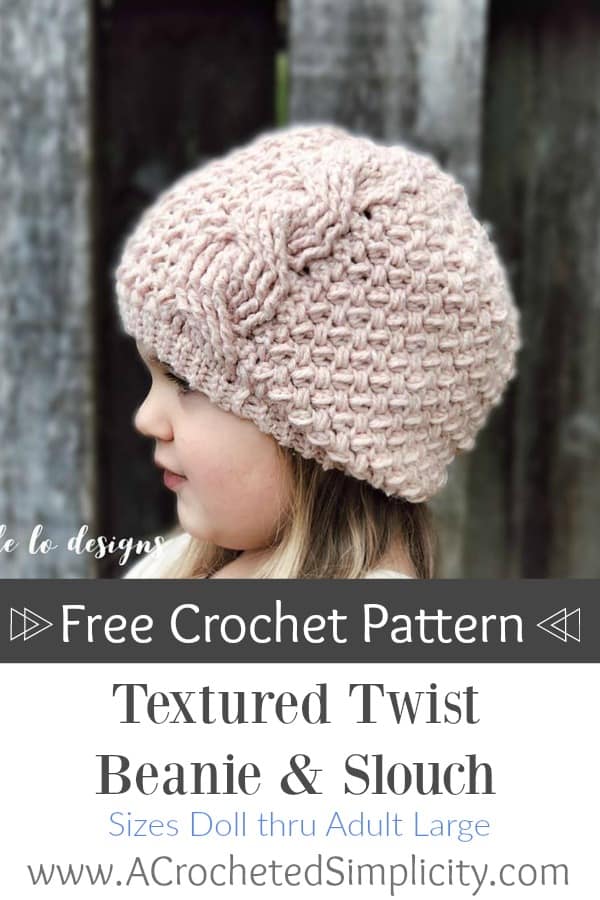 Textured Twist Cabled Beanie & Slouch - Adult Sizes - Free Crochet ...