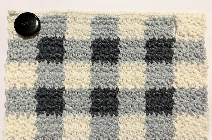 Marigold Farmhouse Buffalo Check Crochet Kitchen Towel