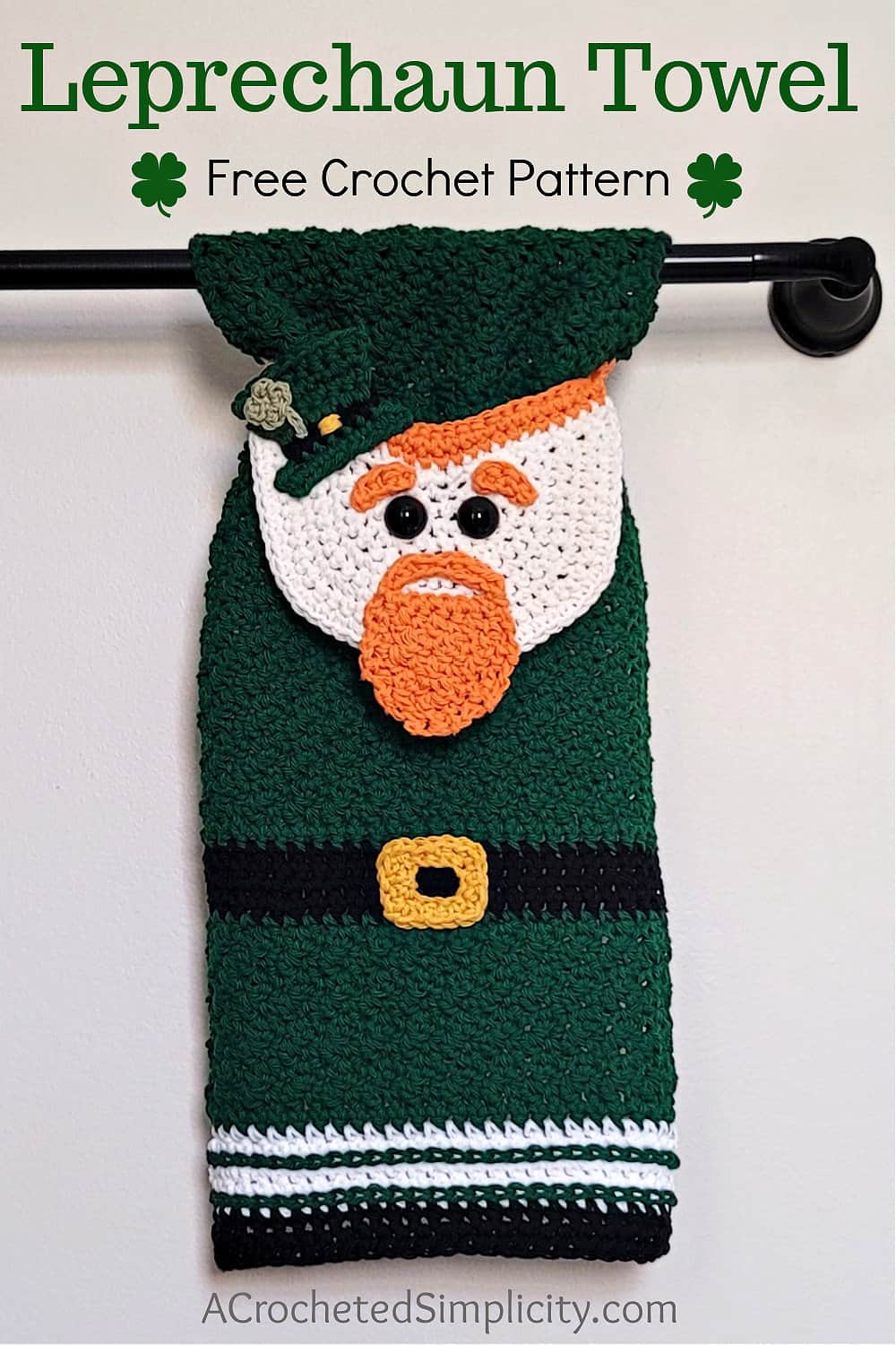 Moose Hanging Kitchen Hand Towels With Crochet Topper Green 