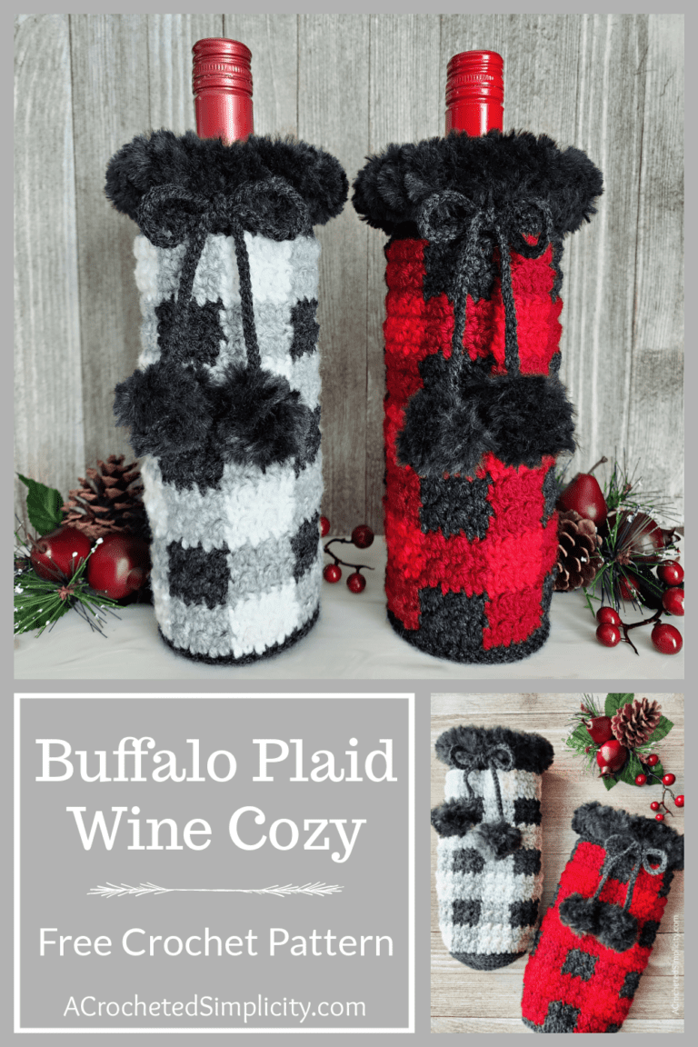 Buffalo Plaid Wine Cozy - Free Crochet Pattern - A Crocheted Simplicity