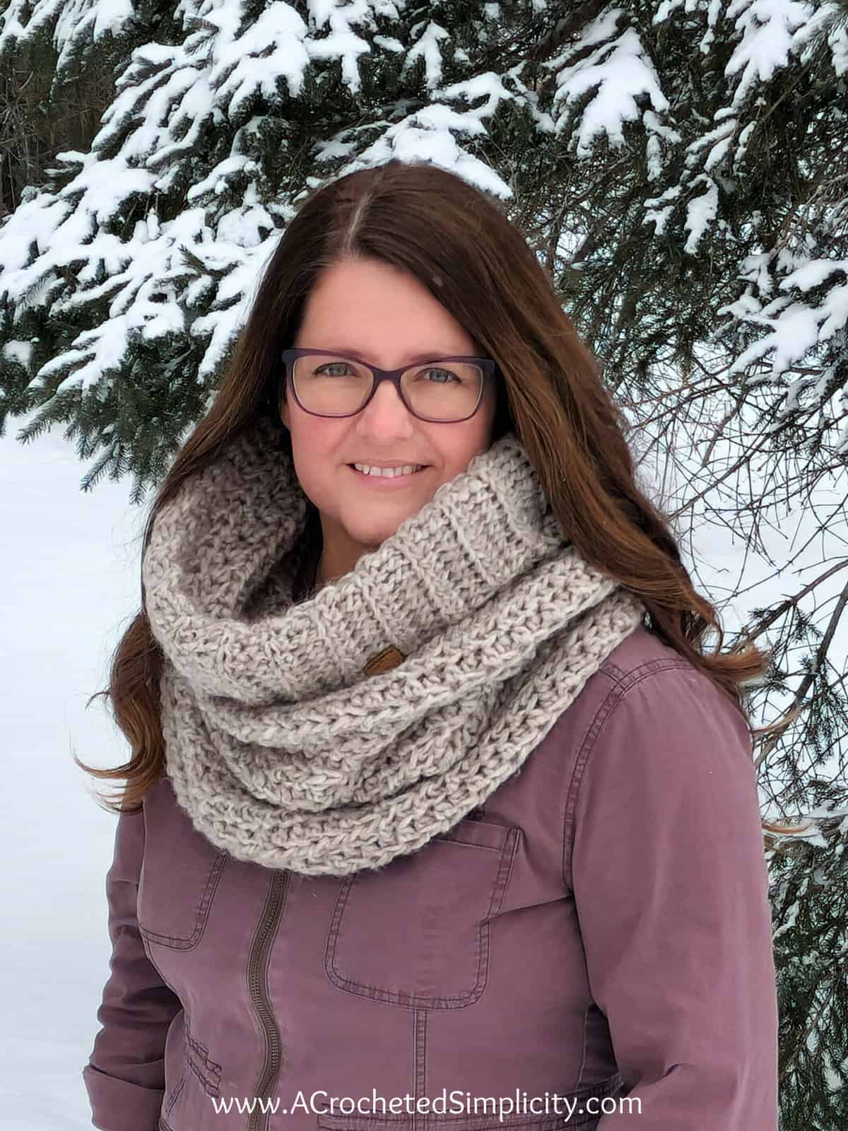 CHUNKY Infinity Scarf With Leather Strap, Hooded Scarf for Women