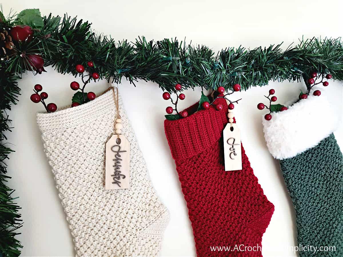 Stacked Diamonds Christmas Crochet Stocking - A Crocheted Simplicity