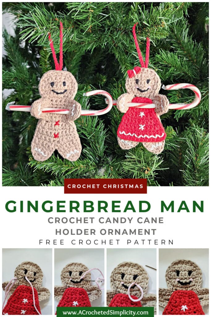 Crochet Gingerbread Man Candy Cane Holder - A Crocheted Simplicity