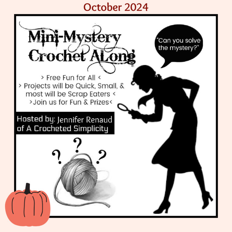 Mini-mystery crochet along graphic for October 2024.