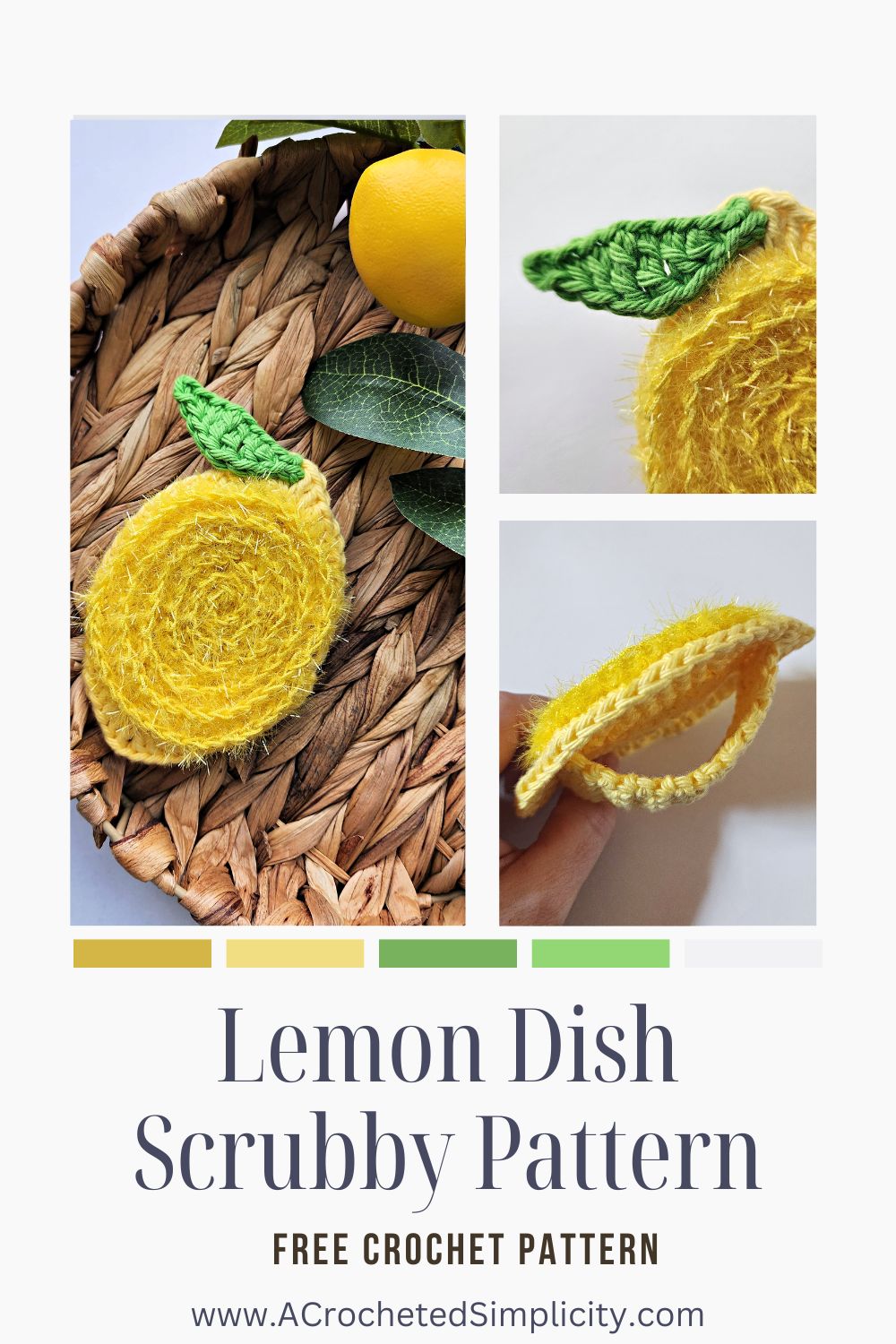 Lemon Crochet Dish Scrubby - A Crocheted Simplicity