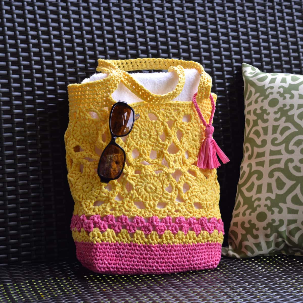 Strawberry Lemonade Crochet Tote Bag - A Crocheted Simplicity