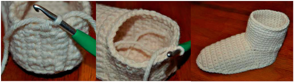 Crochet slipper boot tutorial for cuff attachment.