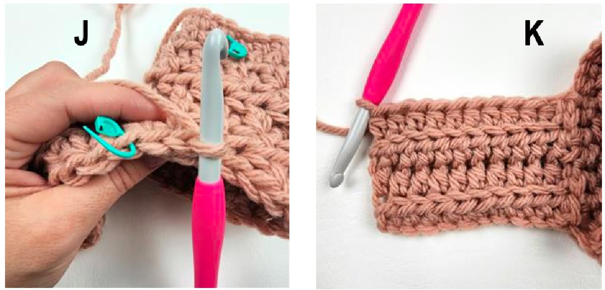 A small swatch to show how to work the crochet cowl.