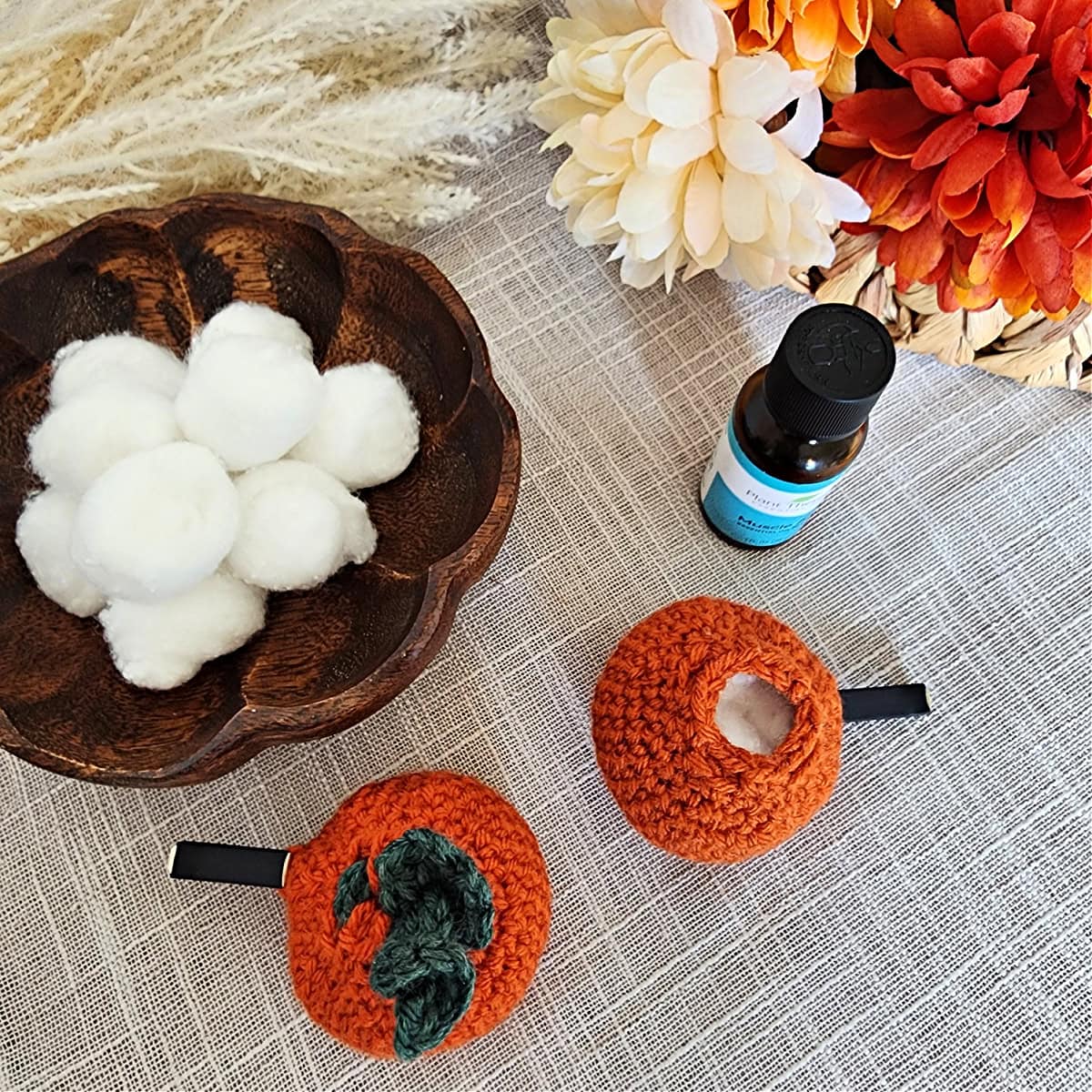 How to add essential oils to a pumpkin essential oil car vent clip.