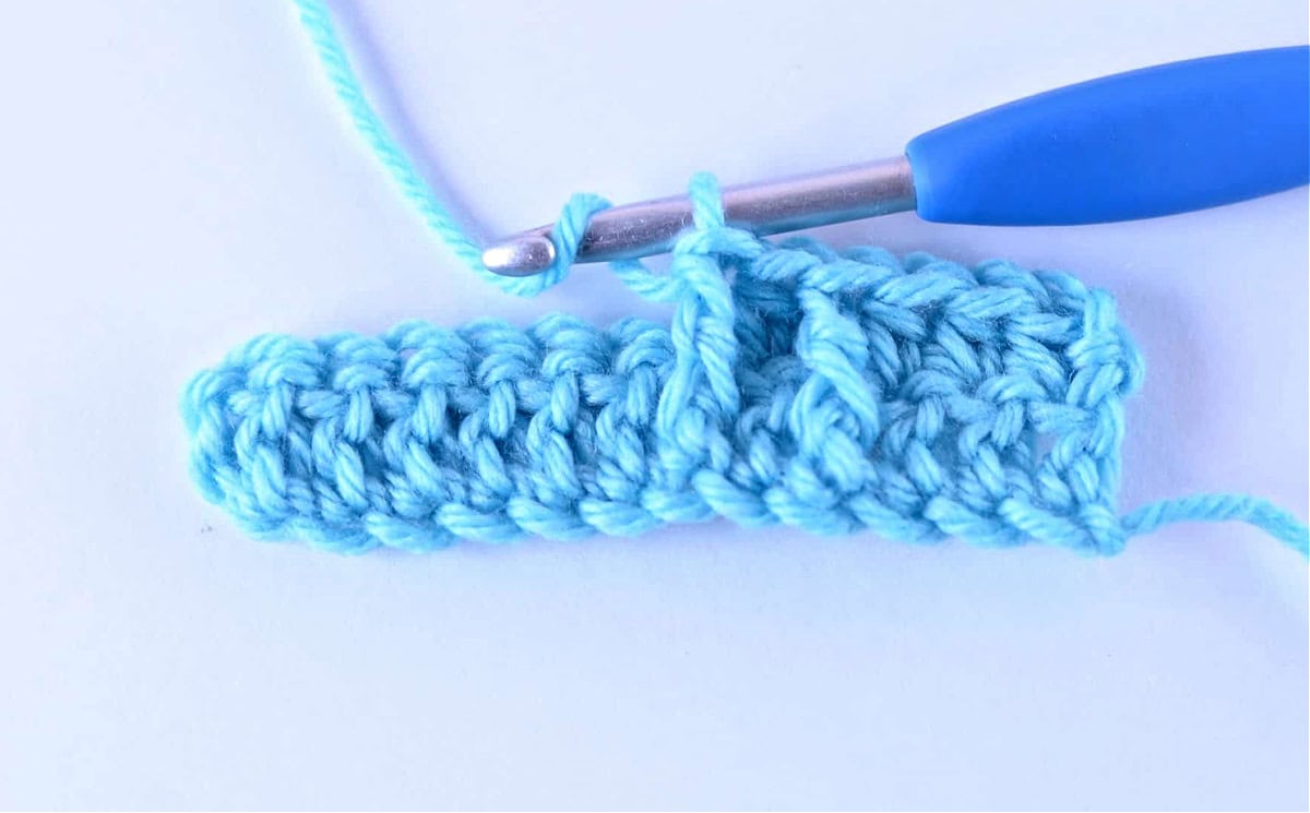 A front post double crochet worked around the next post stitch.