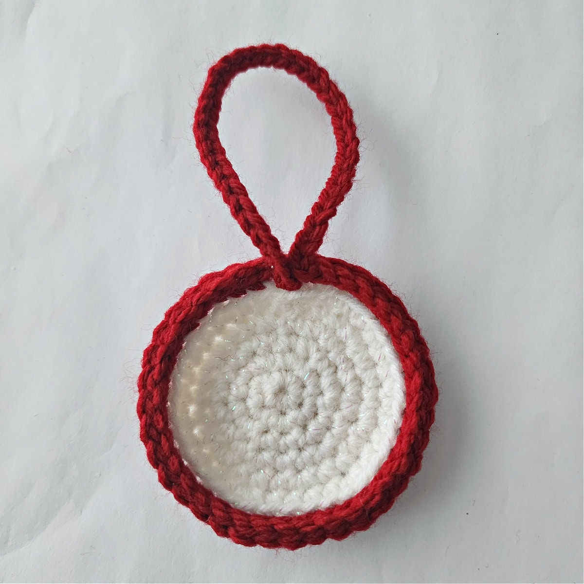 Crochet plate for cookies for Santa ornament.