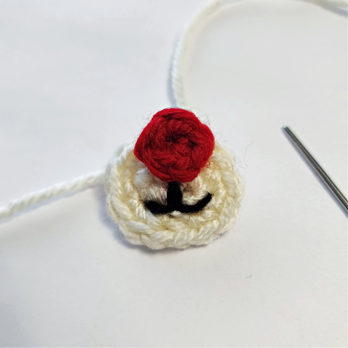 Muzzle with red nose for crochet reindeer