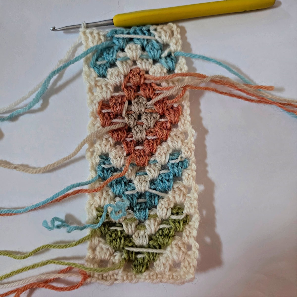 A boho crochet motif for a scarf.